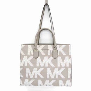 Michael Kors Large Graphic LOGO Tote MK White/Grey